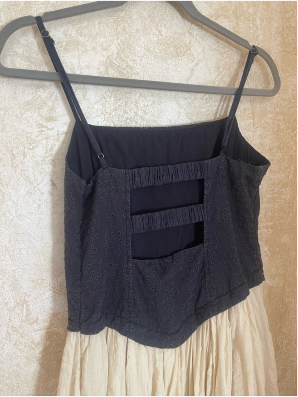 Free People Salvador Midi Dress Sz M Black Cream Embroidered Corset Back Detail - Picture 11 of 16